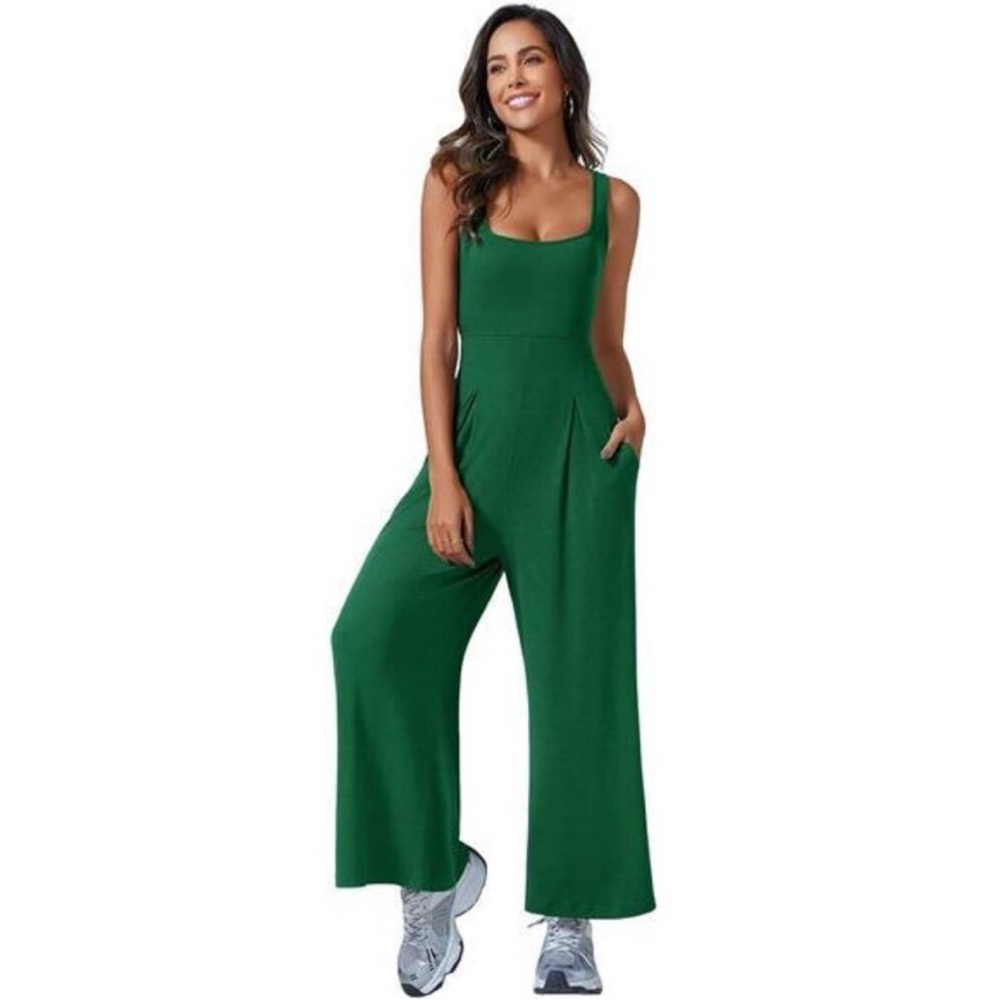Woman’s Jumpsuits Sleeveless Square Neck in Green *NEW* - Picture 4 of 4